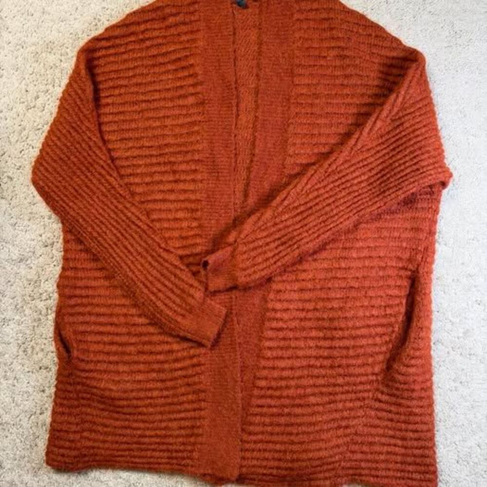 Maje Rust Ribbed Knit Cardigan Women’s Large